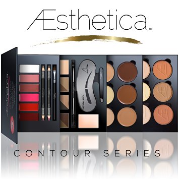 Aesthetica Cosmetics Contour Series - Contouring and Highlighting Library Set - Includes Aesthetica Cream, Powder, Brow & Lip Contour Kits - Suitable for All Skin Tones - Vegan & Cruelty Free