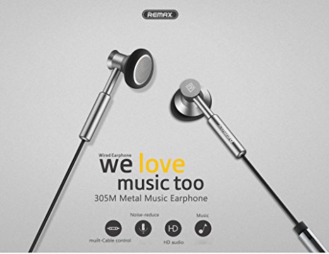 REMAX Metal Braided Cable Earphone Noise-cancel In-ear Flat-earplugs Heavy Bass Earbuds with HD Mic for phone/huawei/xiaomi