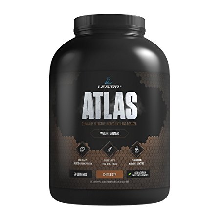 Legion Atlas Weight Gainer Supplement - Healthy Meal Replacement Shake with Grass Fed Whey Protein Isolate & Micellar Casein, Naturally Sweetened & Flavored, Chocolate, 5.22 LBS