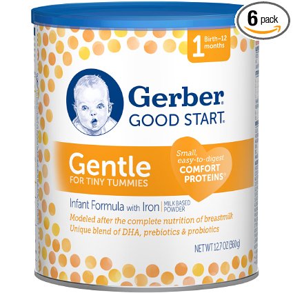 Gerber Good Start Gentle Non-GMO Powder Infant Formula, Stage 1, 12.7 oz (Pack of 6)