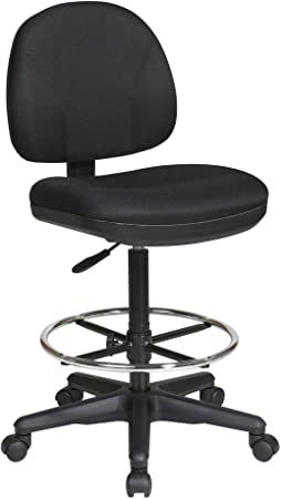 Office Star DC630-231 Drafting Chair with Lumbar Support, Black, 24.75 to 29.75-Inch Adjustable Height