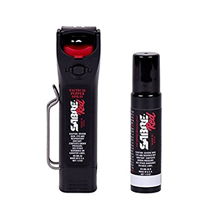 SABRE Red Pepper Spray with Tactical Clip – Identical to Model Used by Police Worldwide – Max Strength – Up to 30 Bursts