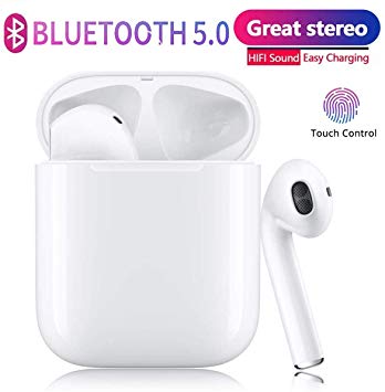 Wireless earbuds Bluetooth 5.0 Headphones 2019 Latest intelligent noise reduction (support fast charging) pop-up automatic pairing White Bluetooth