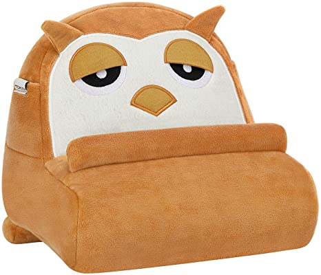 MoKo Tablet Pillow Holder for Kids, Owl Shape Soft Pillow Cushion for Book Rest, Bed Tablet Pillow for Xmas Gift, Reading, E-reader, Fit with iPad 9, iPad mini 6, Air 3/ Pro 11,Galaxy Tab, Brown&Beige