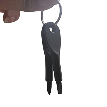Fullkang 2 Keys Stainless Keychain Pocket Tool Screwdriver Outdoor Multifunction (Black)