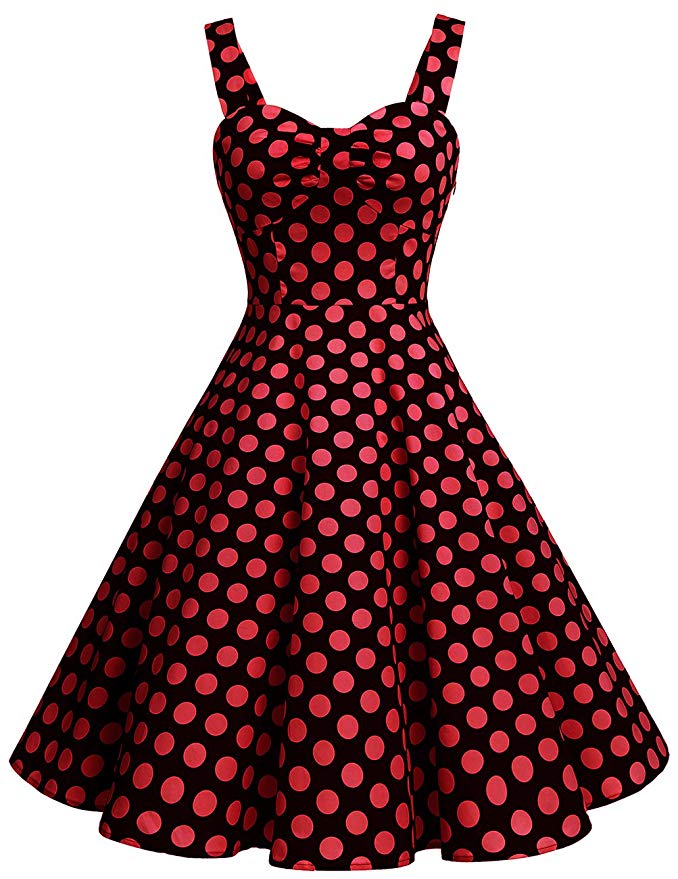 DRESSTELLS 1950s Retro Audrey Swing Pinup Rockabilly Dress Pleated Vintage Dress