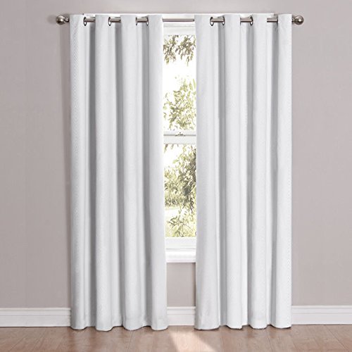 Eclipse Cassidy Blackout Grommet Window Curtain Panel, 63-Inch, White (Reflects Gray)