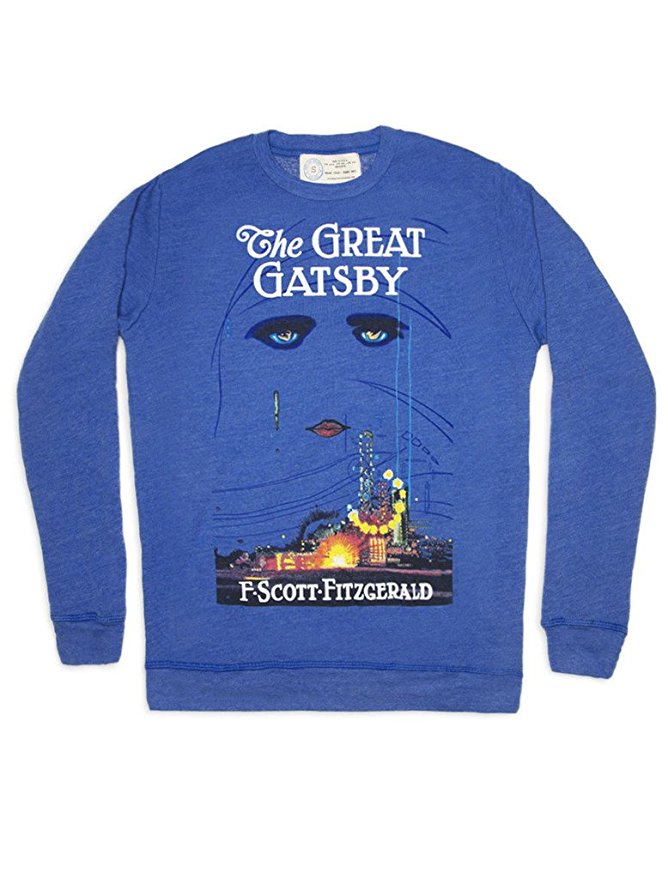 Out of Print Great Gatsby Vintage Inspired Blue Crew Neck Sweatshirt