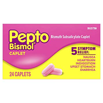 Pepto Bismol Caplets for Nausea, Heartburn, Indigestion, Upset Stomach, and Diarrhea  24 ct