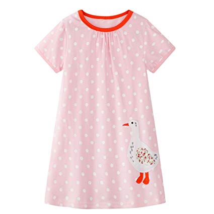 BIBNice Toddler Girls Cotton Dress Summer Short Sleeves Dress 18M-6T