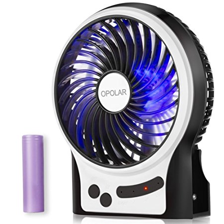 OPOLAR Battery Operated Fan, Personal Handheld Fan, 3-13 Working Hours, Portable, Rechargeable, 3 Speeds, Small Desk Fan with Internal and Side Light, Cooling for Boating,Travel,Camping, Fishing