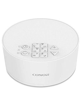 White Noise Machine, Conor Natural Sound Therapy Machine, Portable Sleep Sound Machine with 12 Non-Looping Soothing Sounds & Sleep Timer, for Sleep and Sound Masking (White)