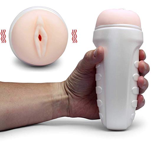 Soft Pocket Pussy & Realistic Vibrating Male Masturbator Creampie by Healthy Vibes Discreet Adult Men's Vagina Cup with Removable Bullet Sex Toy
