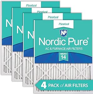 Nordic Pure 20x20x1 (19_1/2 x 19_1/2 x 3/4) Pleated MERV 14 Air Filters 4 Pack