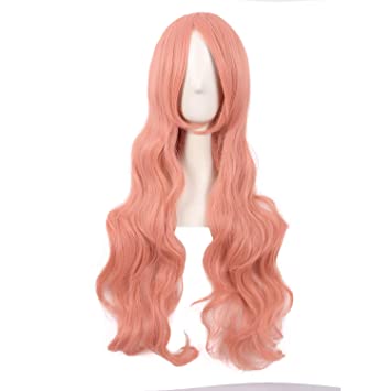 MapofBeauty 32 Inch/80cm Long Hair Spiral Curly Cosplay Costume Wig (Orange Pink)