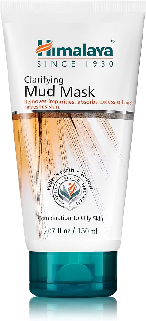 Himalaya Clarifying Mud Mask for Combination Skin and Oily Skin, Deep Cleansing Face Mask Absorbs Excess Oil, Clears Clogged Pores and Helps Remove Dead Skin Cells, 5.07 oz (150 ml)