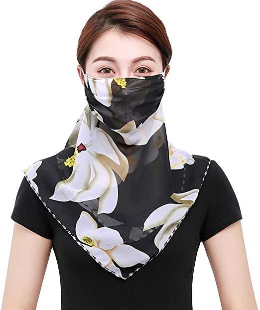 Herebuy - Unique Women's Floral Scarves: Chiffon Flowers & Birds Printed Scarf