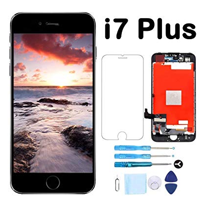 Screen Replacement for iPhone 7 Plus Black 5.5" LCD Display 3D Touch Digitizer Frame Assembly Full Repair Kit and Screen Protector