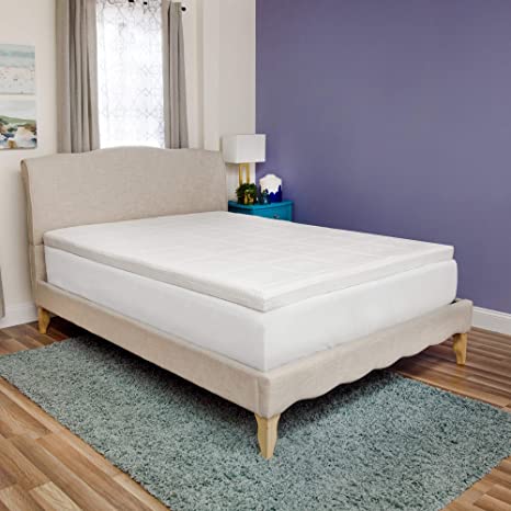 SensorPEDIC Luxury Extraordinaire 3-Inch Quilted Memory Foam Mattress Topper, Twin Size, White