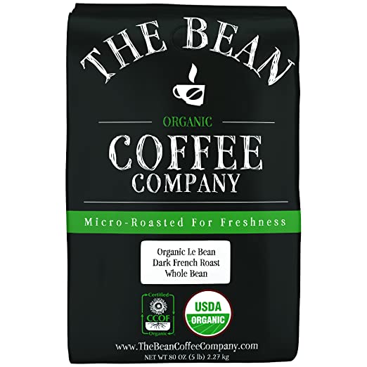 The Bean Coffee Company Organic Le Bean, Dark French Roast, Whole Bean, 5-Pound Bag