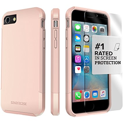 iPhone 8 Case and 7 Case, SaharaCase Inspire Dual-Layer Protection Kit Bundle with [ZeroDamage Tempered Glass Screen Protector] Rugged Protection Slim Fit [ Shockproof Bumper] - Rose Gold