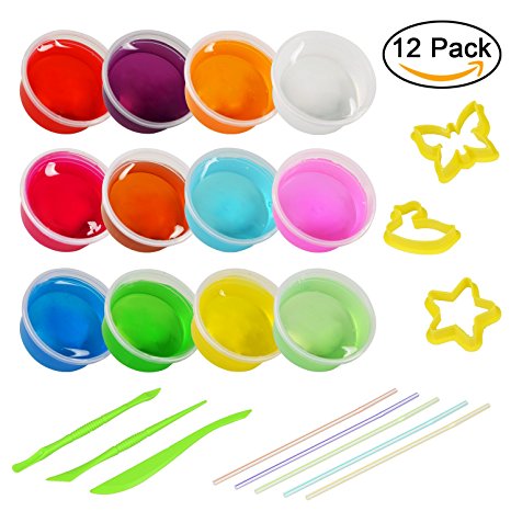 DIY Slime Kit Clear Slime Packages,Togather 12 Pack Crystal Magic Slime Jelly Clear Slime Mud Stress Relief Toy for Kids & Adult Educational Toys for Children