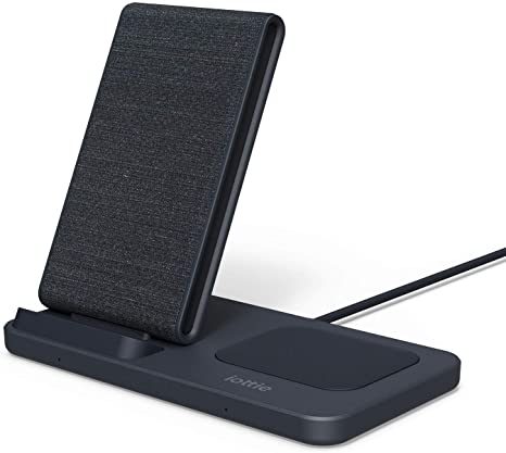 iOttie iON Wireless Duo 10W Stand   10W Pad Qi-Certified Charger Compatible with iPhone and Samsung Galaxy | Includes Power Cable & Adapter | Navy Blue
