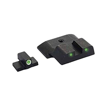 AmeriGlo S&W M&P Bowie Tactical Front & Rear Sights, Green/White, 3 Dot
