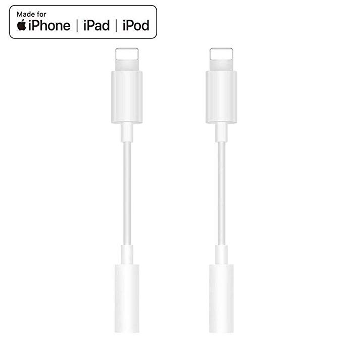 (Apple MFi Certified) Lightning to 3.5mm Headphone for iPhone X, 2 Pack 3.5mm High Digital Aux Stereo Cable Compatible for iPhone Xs/XR/X/ 8/7 Plus, Support iOS12 & Music Control & Calling Function