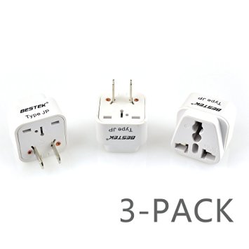 BESTEK Grounded Universal Plug Adapter Travel Adapter for US/Japan - 3 Pack