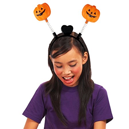 ANPHSIN Halloween Pumpkin Glowing Headband with Spring Pillar