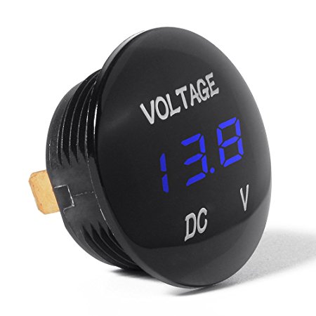 XCSOURCE Universal Digital Display Voltmeter Waterproof Voltage Meter Blue LED for DC 12V-24V Car Motorcycle Auto Truck BI313