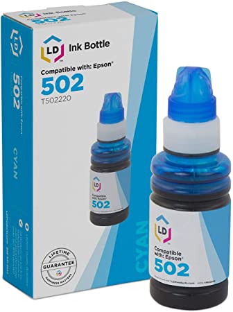 LD Compatible Ink Bottle Replacement for Epson 502 T502220-S (Cyan)