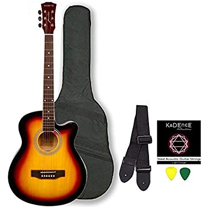 Kadence Frontier Series, Acoustic Guitar With/Wihtout EQ Die Cast Keys Combo (Bag,strap,strings and 3 picks) (Sunburst, Acoustic)