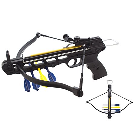 50lbs Aluminum Handheld Pistol Crossbow with Integrated Arrow Holder and 5 Arrows