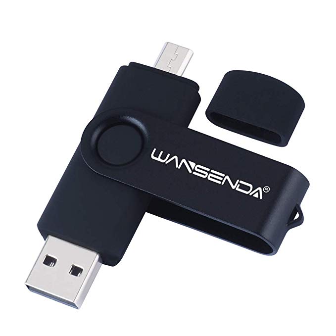 Wansenda OTG USB Flash Drive 16GB 32GB 64GB 128GB USB 2.0 for Android Devices/PC/Tablet/Mac (64GB, Black)