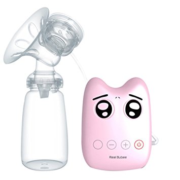 Pueri Electric Breast Pump Suction Portable USB Automatic Single Comfort Pregnant Women Pull Milk Device Powerful Mom Milk Extractor (Pink)