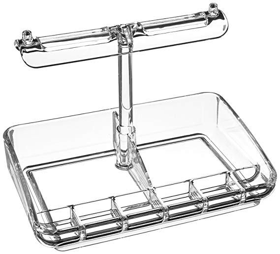 Mind Reader Acrylic 9 Compartment Jewelry Stand Organizer, Clear