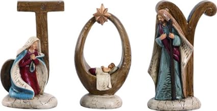 Joy Nativity Set - 3-piece Resin Figurines - 6.25 x 4.25 Inches