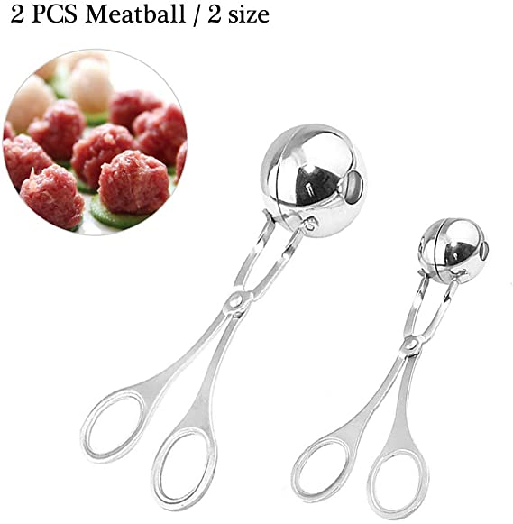 Cooyeah Meatball Maker,2 PCS Stainless Steel Meatball Scoop Maker Meatball DIY Clip For Cake or Meat,Premium Kitchen Tool
