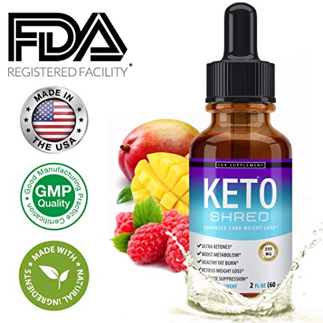 Keto Shred Drops Liquid Advanced Carb Weight Loss – Raspberry Ketone Fat Burner Blended with African Mango & Garcinia, Suppress Appetite & Cravings, for Men Women, 60 Capsules, Lux Supplement