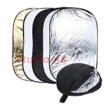 PRO PREMIUM LARGE PHOTOGRAPHY COLLAPSIBLE FOLDABLE 60 x 40 inch (150 x 100cm) 5 IN 1 REFLECTOR GOLD / SILVER / BLACK / WHITE / SOFT TRANSLUCENT and CARRY BAG