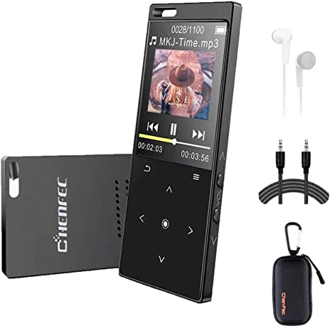 HONGYU 32GB MP3 Player with Bluetooth, Hi-Fi Lossless Sound Music Players with Built in Loud Speaker, 1.8 Screen, FM Radio, Voice Recorder, Support up to 128 GB(Headphones, Hard Case Included)