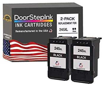 DoorStepInk Remanufactured Ink Cartridge Replacements for Canon PG-245XL 245 XL 2 Black Ink Cartridge for Pixma iP2850, iP2820, MG2420, MG2520-Shows Ink Levels