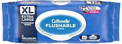 Cottonelle XL Flushable Wet Wipes - 1 Flip-Top Pack, 45 Total Flushable Wipes