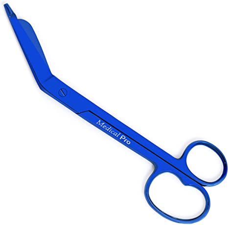 MEDICAL PRO-Medical and Nursing Lister Bandage Scissors with ONE Large Ring ;-Blue Titanium-Supreme Grade, Made of High Grade Surgical Stainless Steel, 7.5"-140-10010BT