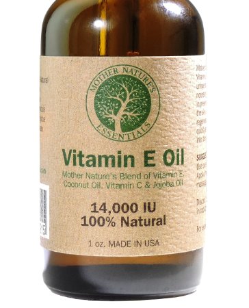 Vitamin E Oil 100% Pure & Natural - Vitamin E Oil 14,000 IU (d-alpha tocopherol) + Jojoba Oil + Vitamin C + Coconut Oil. Unique Formula of Natural Nourishing Oils Known to Assist in Diminishing Fine Lines, Wrinkles, Moisturize the Skin, Diminishing Appearance of Stretch Marks, Promoting Skin Cell Regeneration and Damaging Effects of the Sun. This Serum is Light and Refreshing, Quickly and Easily Absorbing.