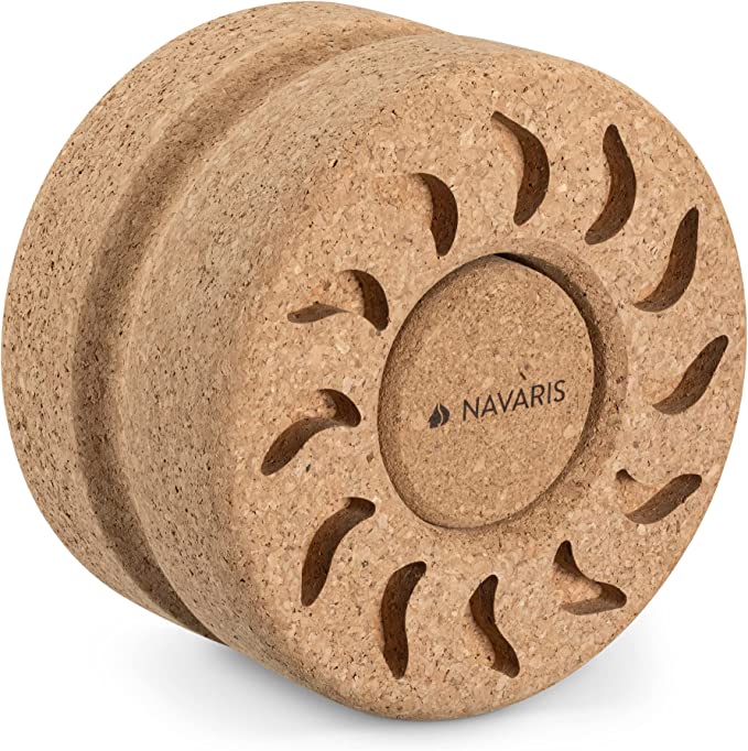 Navaris Cork Wheel and Roller Set (2 Pieces) - Cork Massage Rollers to Stretch Back, Neck, Shoulders - Includes 10" Cork Wheel and 4" Cork Roller