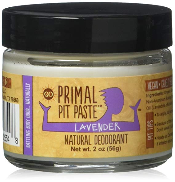 Primal Pit Paste Deodorant, 100% Natural, Aluminum, Paraben Free, No Added Fragrances, Lavender, 2 oz.