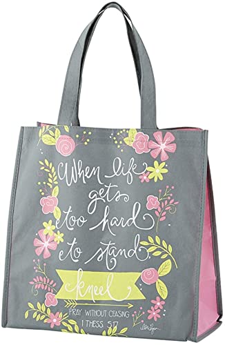 Gray When Life Gets Too Hard to Stand Kneel Tote Bag, 13 Inch
